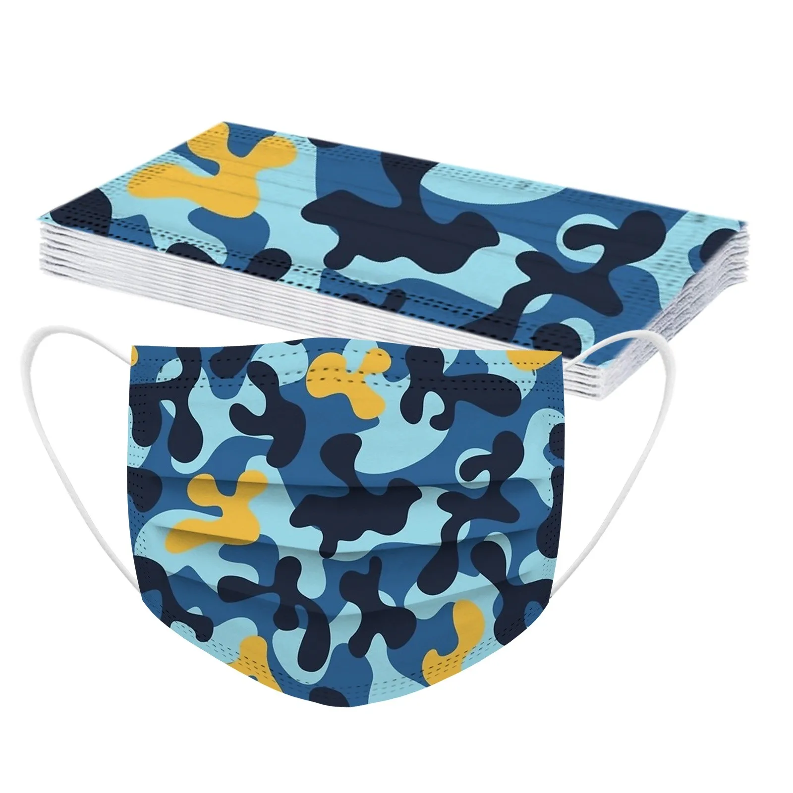 10 шт для взрослых одноразовые маски с камуфляжным принтом маска 3 слоя из