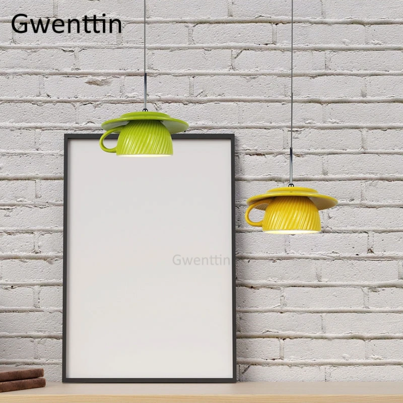 Керамика кафе чашки подвесной светильник для Обеденная бар Кухня светильники