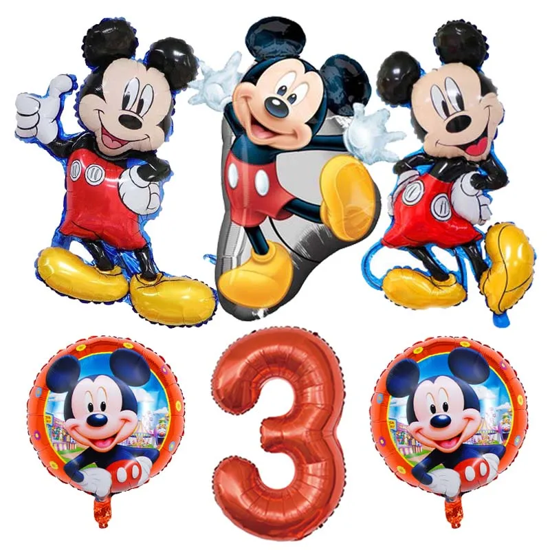

6pcs Disney Mickey Mouse Party Balloons Minnie Balloons 32" Number Balloon Baby Shower Birthday Party Decorations Kids Toy Gifts