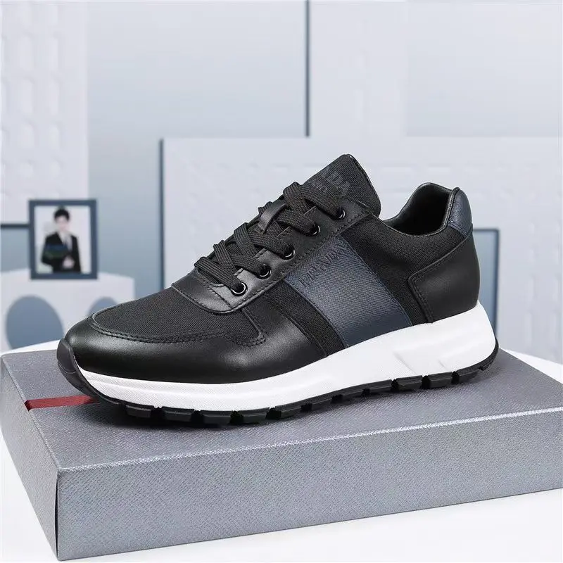 

2021 European station leather stitching sports casual shoes trendy men's spring new wild British thick-soled men's shoes