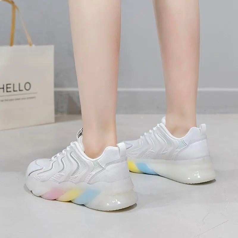 

2021 Spring Autumn Women Chunky Sneakers Fashion Lady Dad Shoes Platform Sneakers Female Lace-up Breathable Mesh Casual Sneaker