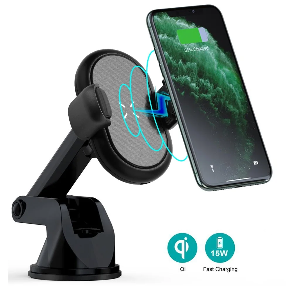 

15W Qi Car Wireless Charger For iPhone 11 Pro XS Max XR Samsung Note 10 S10 S9 S8 Fast Wireless Charging Car Mount Phone Holder
