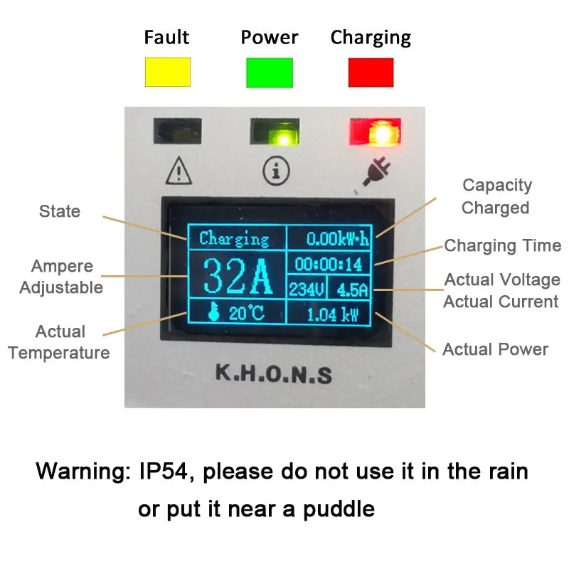 Khons EVSE 8 16 32A регулируемый синий CEE Schuko адаптер штепсельная вилка IEC62196 Тип 2 5 м 16Ft