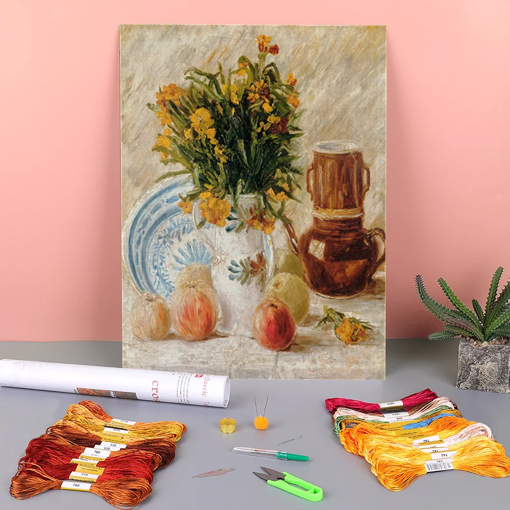 

Набор для вышивки крестиком с изображением пейзажа фургона, печать Ван Гога, 11 карат, DMC, нитки для рукоделия, хобби ручная работа