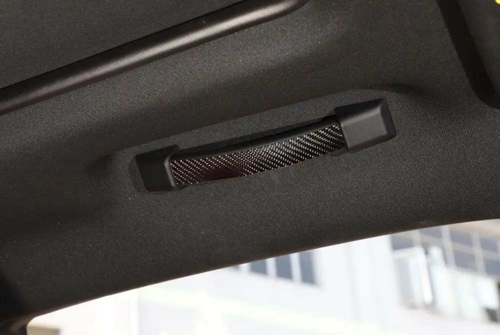 

for Dodge Challenger 2015-2020 Car Roof Handle Decoration Stickers Interior Accessories Styling Black Red Carbon Fiber 2pcs