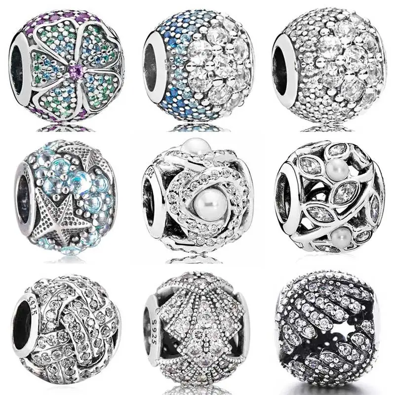 

Pave Blue Enchanted Glorious Bloom Love Knot Oceanic Starfish Charms Fit Europe Bracelet 925 Sterling Silver Bead DIY Jewelry