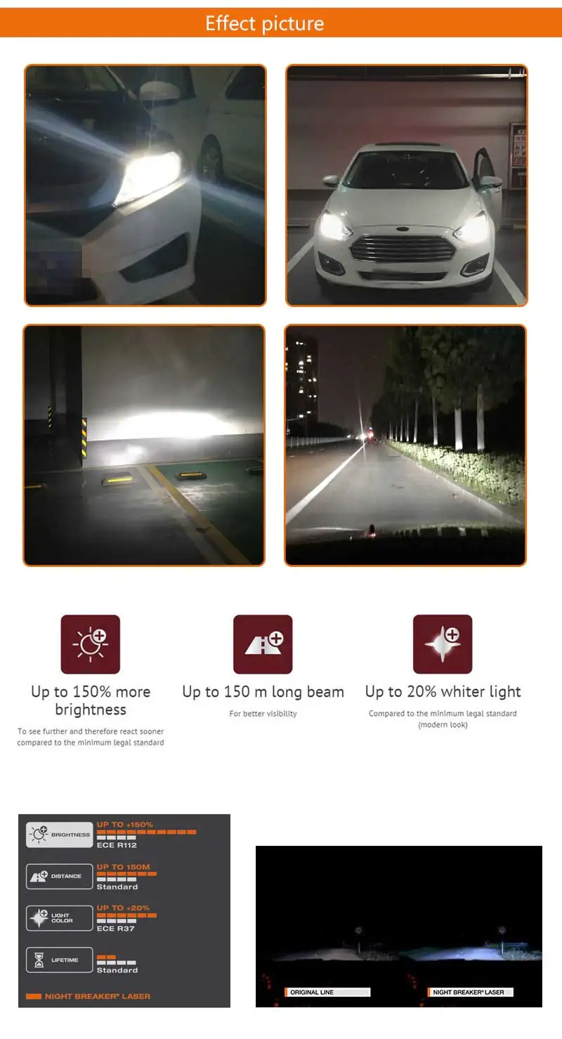 OSRAM Night Breaker Laser Next Generation H11 12 В 55 Вт PGJ19-2 Автомобильные фары Противотуманные фары+ 150 яркость 64211NL(Твин