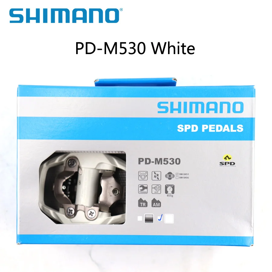 SHIMANO PD-M530 педаль SPD MTB Трейл без клипса педали с бутсами оригинальная коробка черный белый включает SM-SH51 Запчасти для горного велосипеда