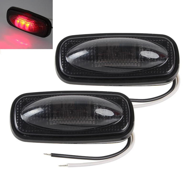 2 Pcs 3 Led Smoked 3.4 Inch Pickup Truck Reverse Side Marker Lights Fender Tail Light Clearance Lamp Red | Автомобили и мотоциклы
