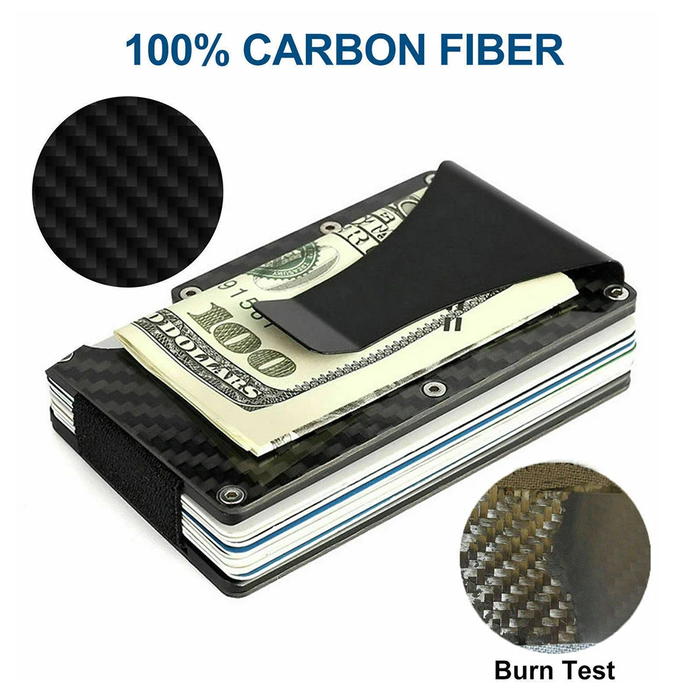 

Carbon Fiber Card Holder RFID Multifunctional Anti-theft Business ID Credit Money Cash Clip Case Card Holder Cover 2019