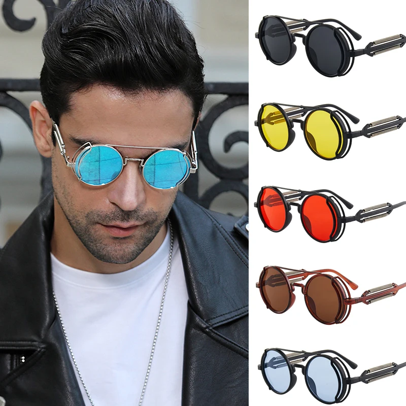 

Vintage Punk Style Sunglasses Men Retro Round Alloy Frame Women Sunglasses Multicolor Hip-Hop Eyewear Fashion Cycling Sunglasses
