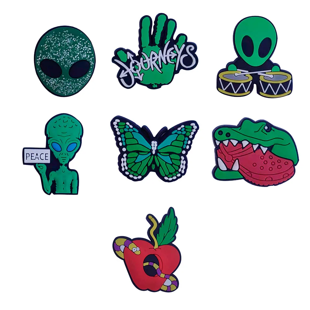 

7PCS PVC Cartoon Fridge Magnetic Sticker Alien Drum Set Peace Hand Apple Snake Butterfly Crocodile Refrigerator Magnets Kid Toy