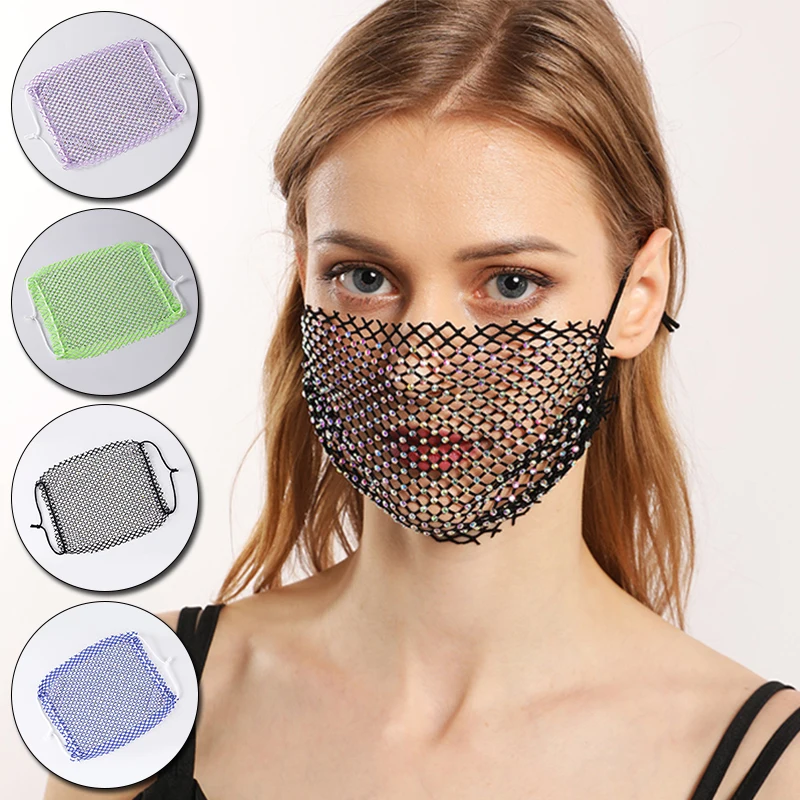 Маска для лица блестящая тонкая сетчатая моющаяся дышащая вечерние скарада -