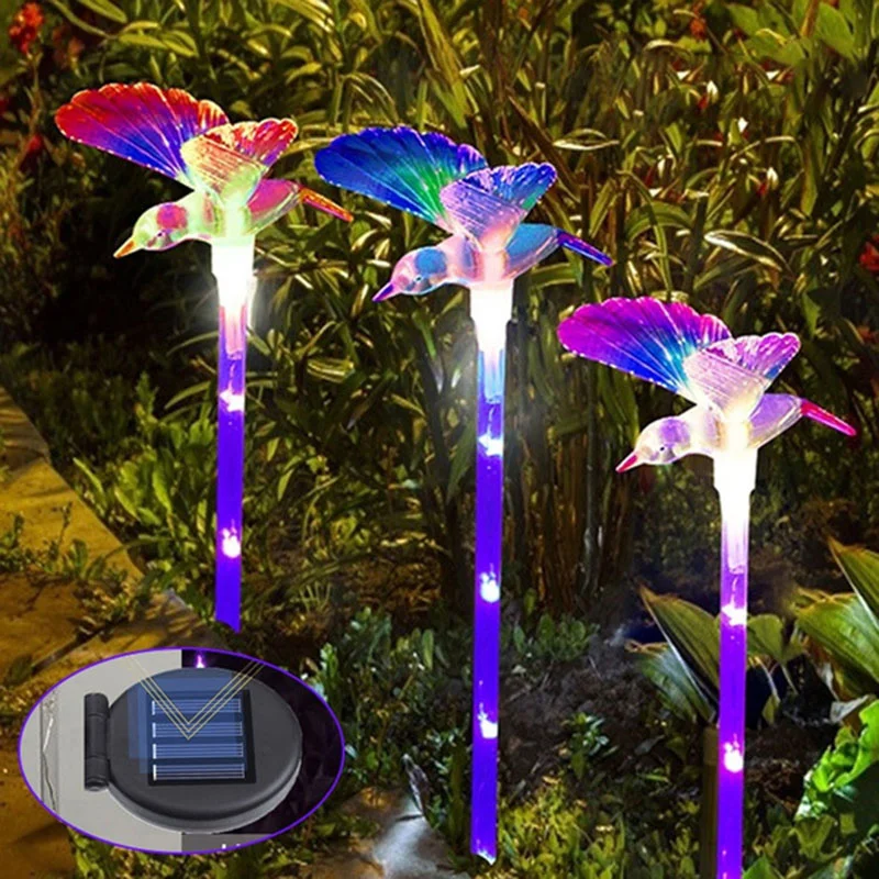 

Solar Garden Stake Hummingbird Lights 7 MultiColor Changing LED Solar Powered Lamp for Outdoor Patio Lawn Garden Yard Decoration