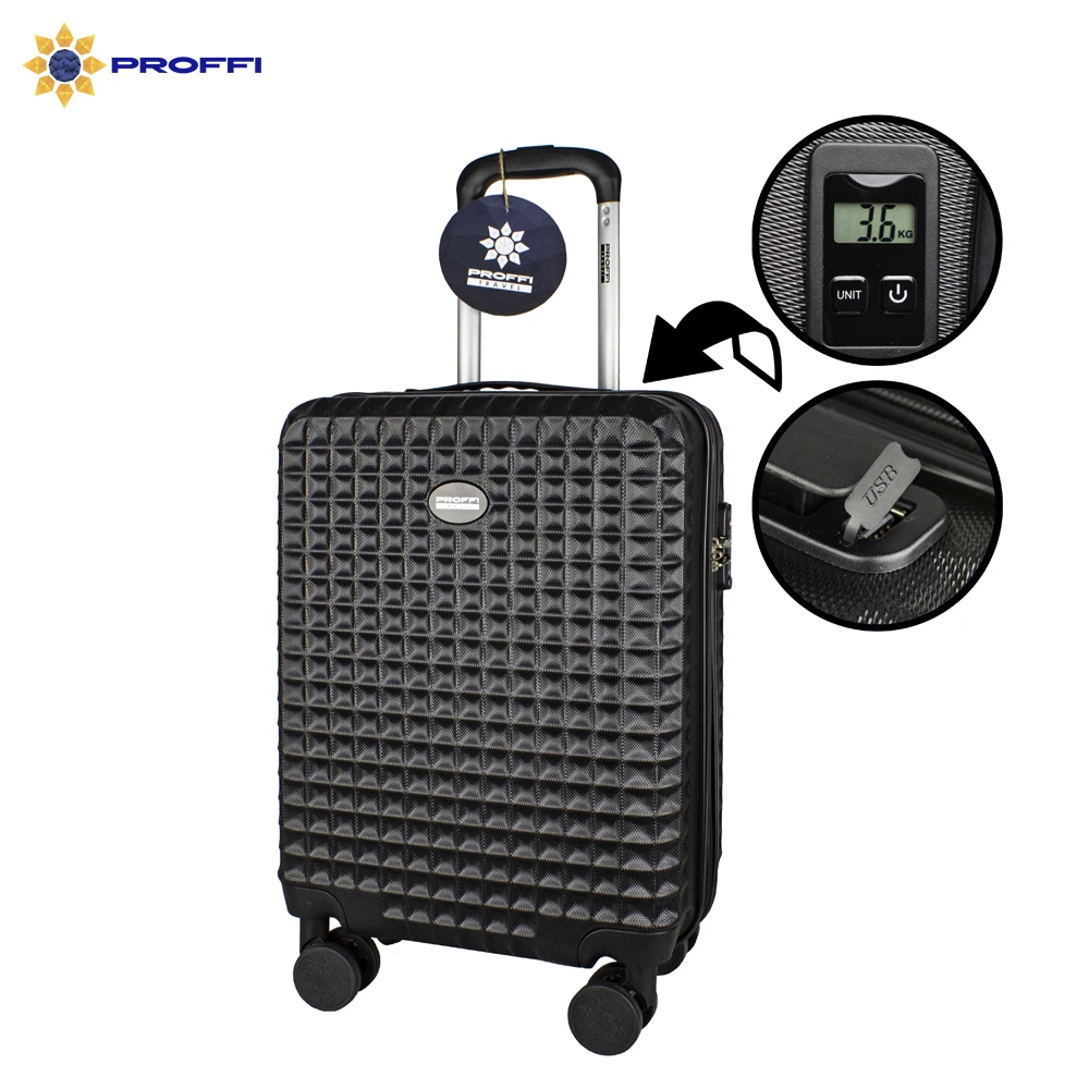 Чемодан на колесиках PROFFI TRAVEL TOUR QUATTRO SMART малый c весами+USB в ручке S | Багаж и сумки