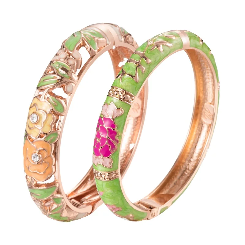 Новинка 2021 Осенний женский китайский цветок Перегородчатые браслеты-манжеты