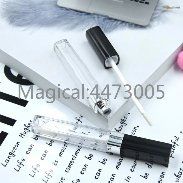 

10pcs30pcs50pcs 5ML Plastic Lip Gloss Tube with Black Cap, Portable Empty Clear Women Beauty Makeup Lip Gloss Bottle, Lip Makeup