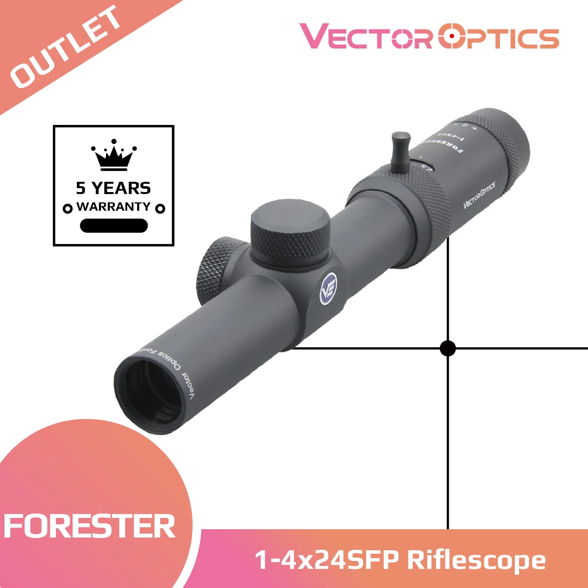 

Vector Optics Forester JR 1-4x24 Rifle Scope Edge to Edge Optical Hunting Riflescope 1/2 MOA Fits .223 5.56mm 7.62mm & Airsoft