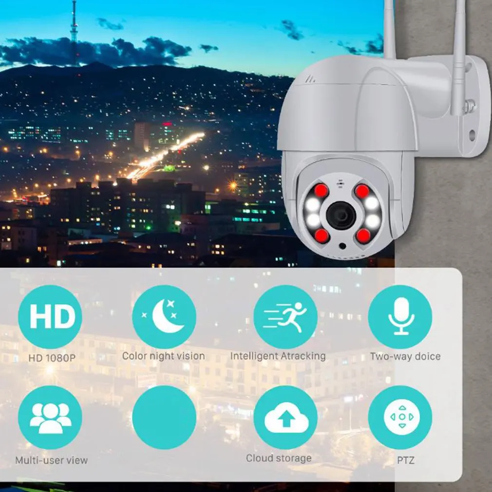 

5MP Mini PTZ Wifi Camera H.265 Auto Tracking ONVIF Wireless IP Camera 4x Digital Zoom AI Human Detection Dual Light Source ICSEE