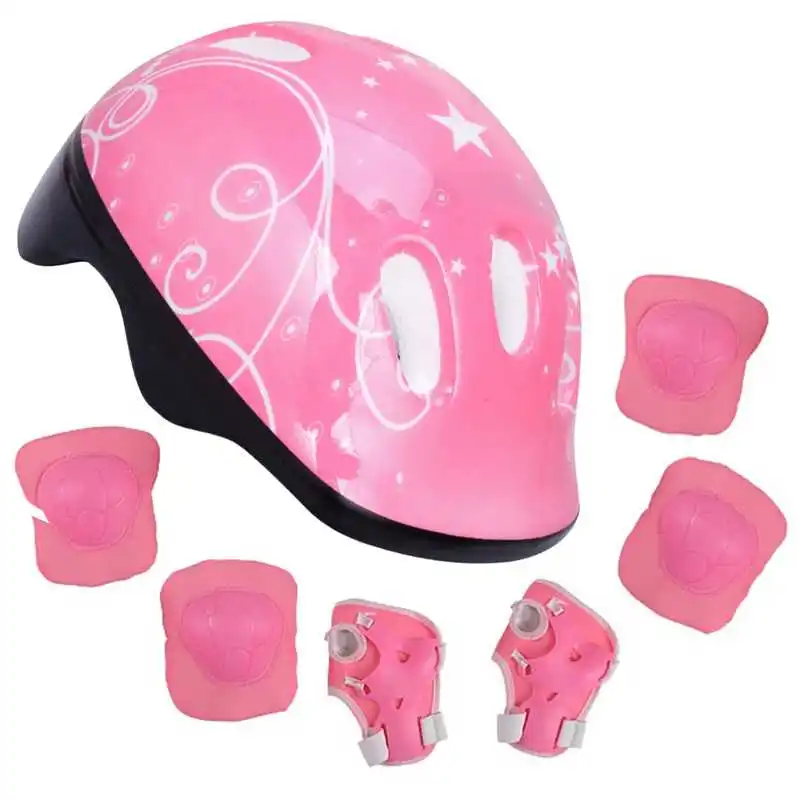 child 7Pcs Kid Roller Skating Skateboard Adjustable Elbow Knee Pads Wrist Protective Outdoor Sports Safety Guard Helmet Children | Красота и