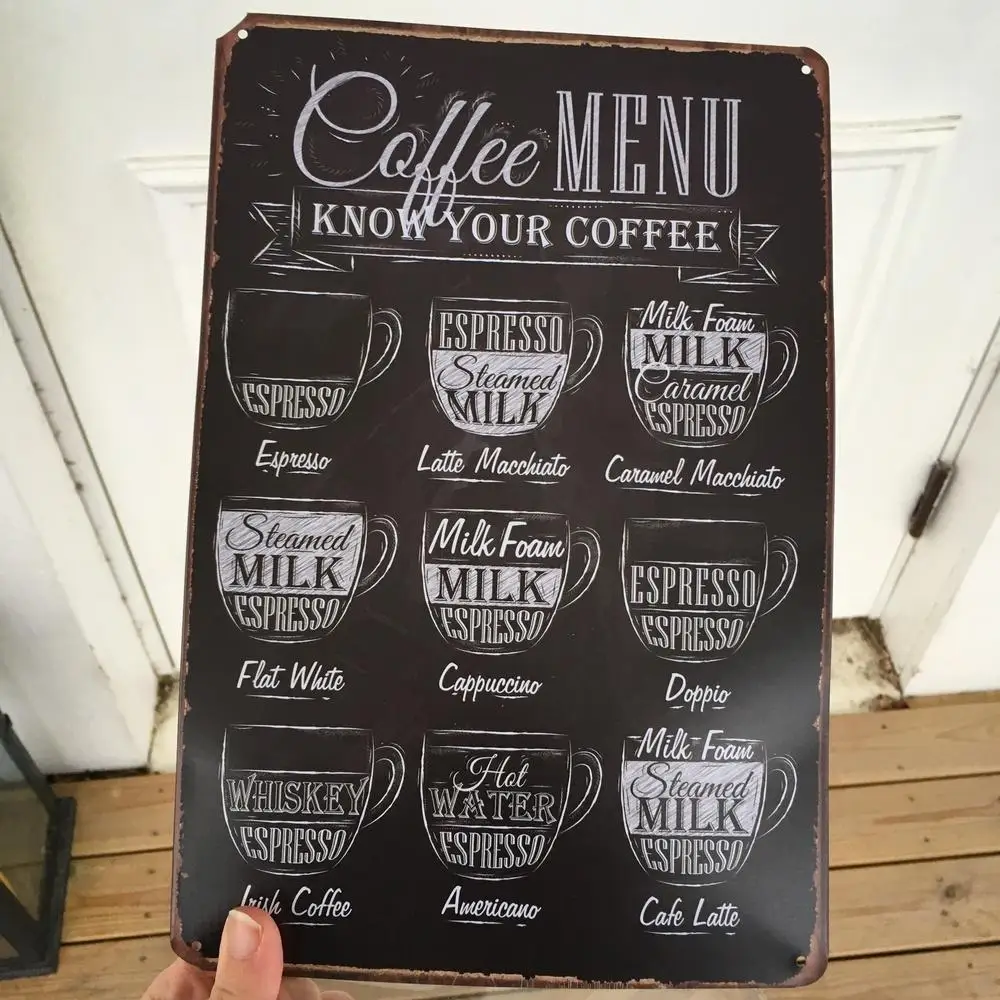 

Metal poster vintage coffee menu mood salon tin sign plaque metal art poster bar pub cafe home decor