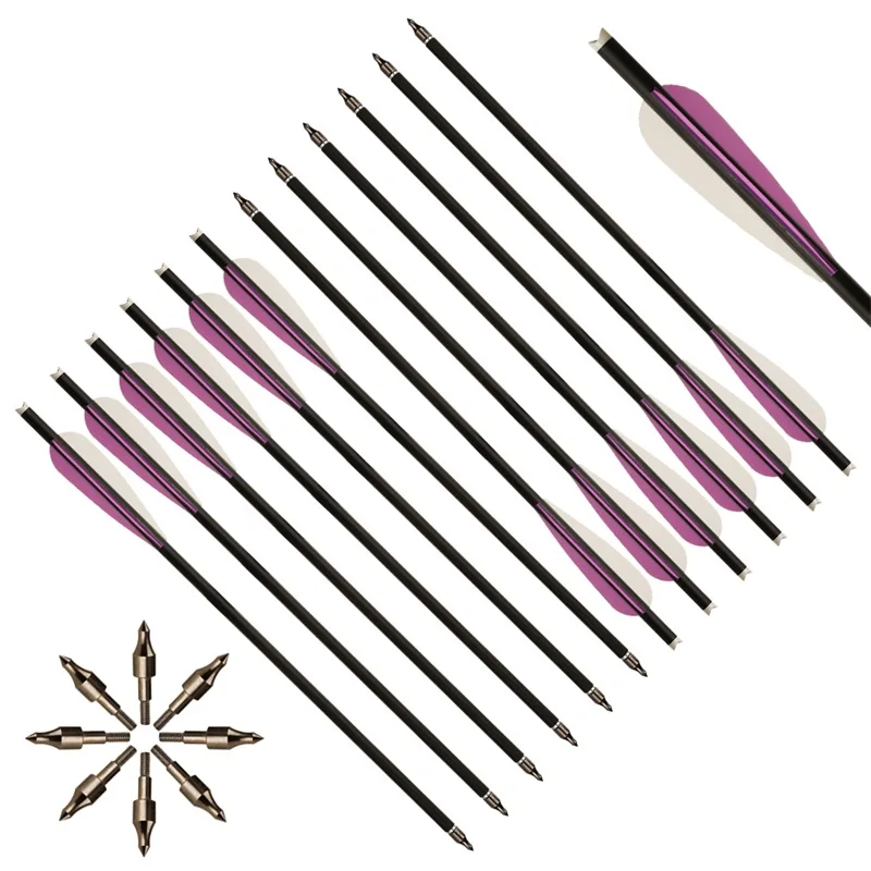 

Mixed Carbon Crossbow Arrows 125 Grain Orange/Purple Outdoor Hunting Archery Arrows Shooting Pratice Arrows