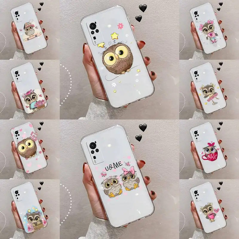 

Cute Owl Black Phone Case Transparent For VIVO S 9 7 6 IQOO NEO 7 5 3 Z3 Z1 X E pro Soft TPU Clear Mobile bags