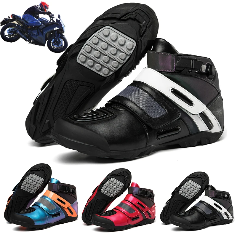 

Мужская модная кожаная обувь для езды на мотоцикле, женская уличная обувь для гоночных внедорожников, мотоциклетная обувь большого размера