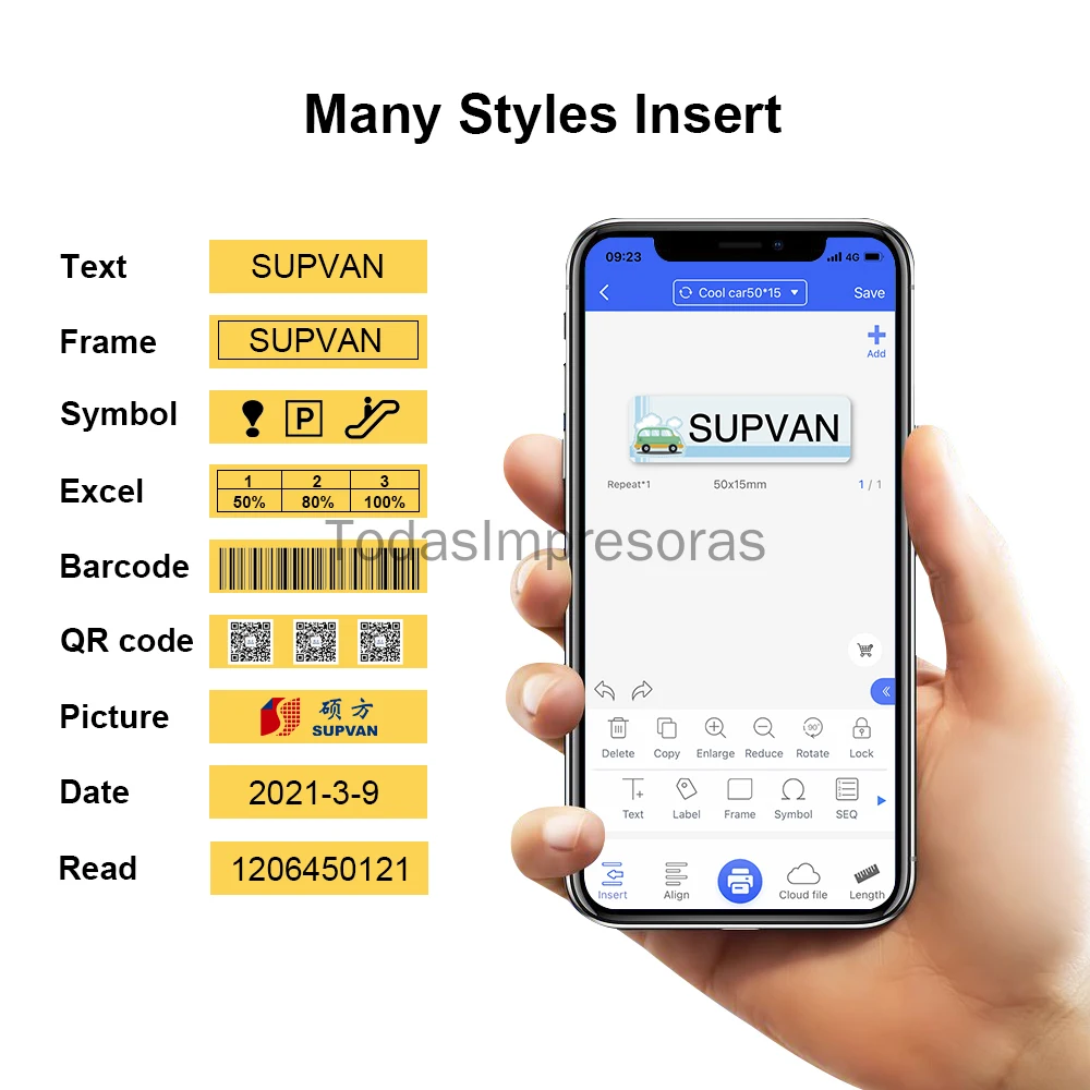 Supvan Mini 12-15 мм принтер для этикеток портативный термопринтер Bluetooth Штрих-Код QR