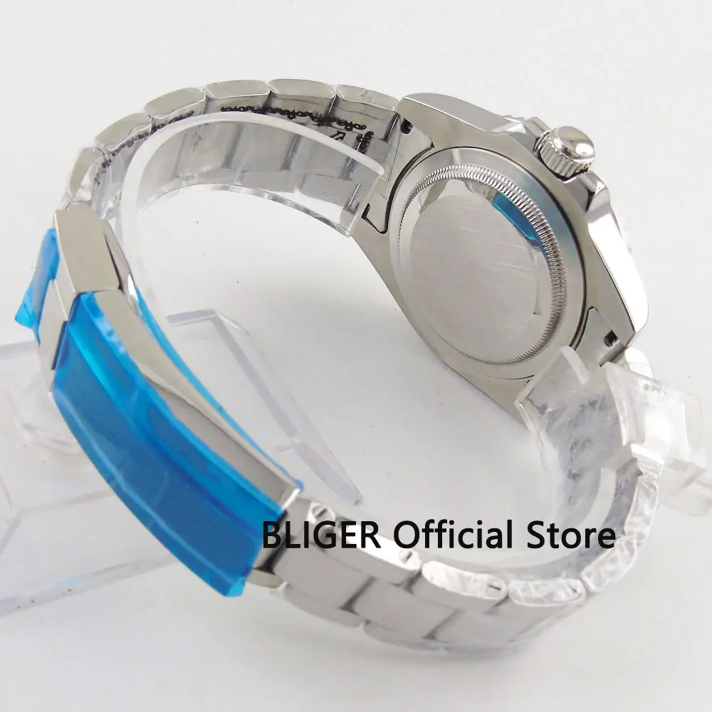 

BLIGER 40MM Sapphire Glass Mechanical Automatic Movement Men's Watch Black Dial Ceramic Bezel Stainless Steel Strap