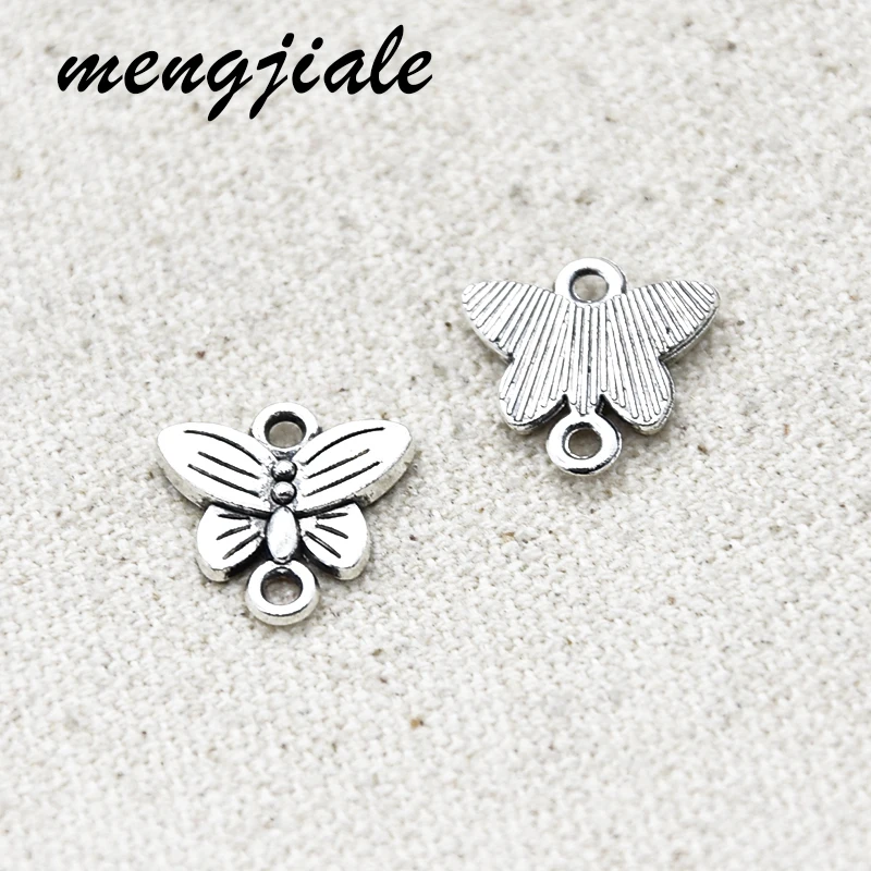 

25pcs Two Color Small Butterfly Charms Alloy Metal Connector Pendants For DIY Handmade Jewelry Accessories Making 14*14mm