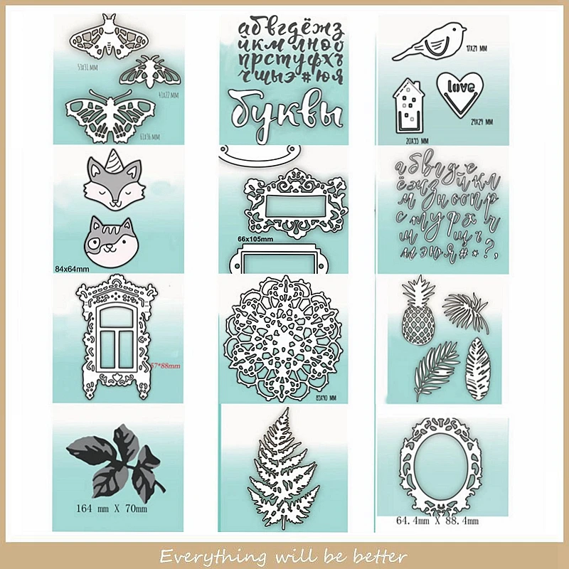 

Mix Animal Leaves Moth Butterfly Fox Letter Alphabet Flower Metal Cutting Dies Diy Handmade Round Square New Stencils Make Cards