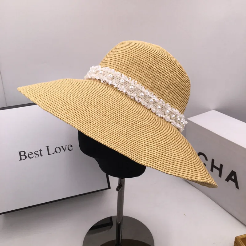 

New summer straw big eaves fisherman cap basin sun hat is prevented bask in straw hat female small sweet wind of bucket hats