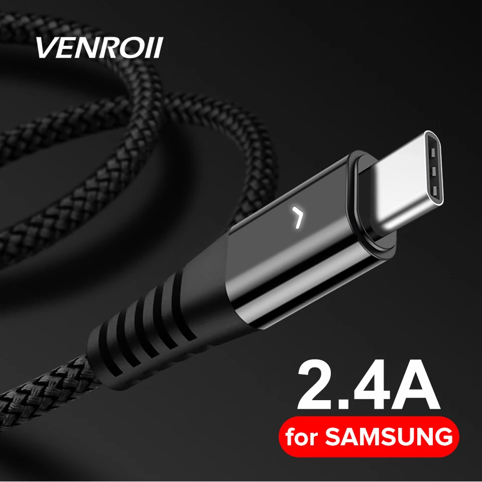 Venroii usb type-C кабель для samsung S10 S9 S8 huawei P30 Pro Быстрая зарядка type-C зарядный кабель usbc для samsung A50