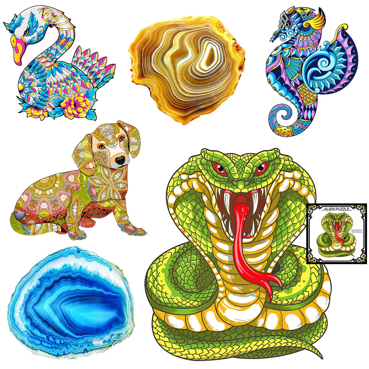 

3D уникальные деревянные животных Змея настольная игра-головоломка, Комплект детских кубиков, ИГРУШКИ интересные Alien головоломки для детей ...