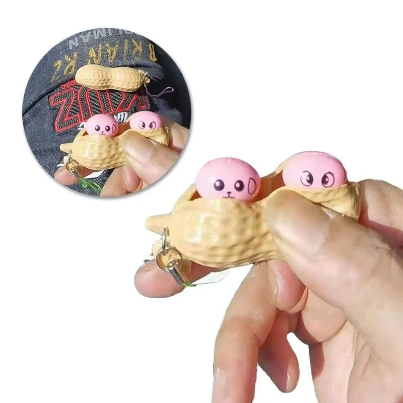 

New Style Peanuts Stress Ball Fidget Toys Big Peanut Squishy Slow Rising Squeeze Phone Straps Ballchains Decompression Toys