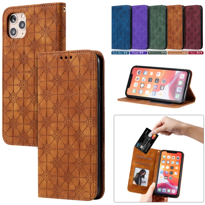 

3D Lucky Clover Leather Wallet Case For iphone 11 Pro XS Max X XR For iphone 6S 6 7 8 Plus Magnetic Flip Stand Case Cover Coque