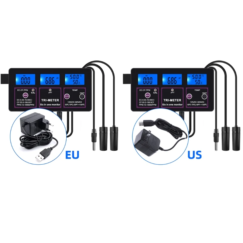 

6 in 1 Multi-parameter pH/ ORP/ EC/ CF/ TDS PPM/ Temperature Combo Tester Meter 63HA