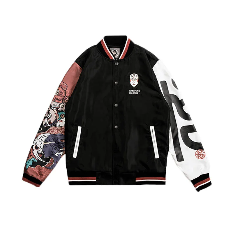 Китайская уличная вуконг вышитая бейсбольная куртка мужская повседневная кофты