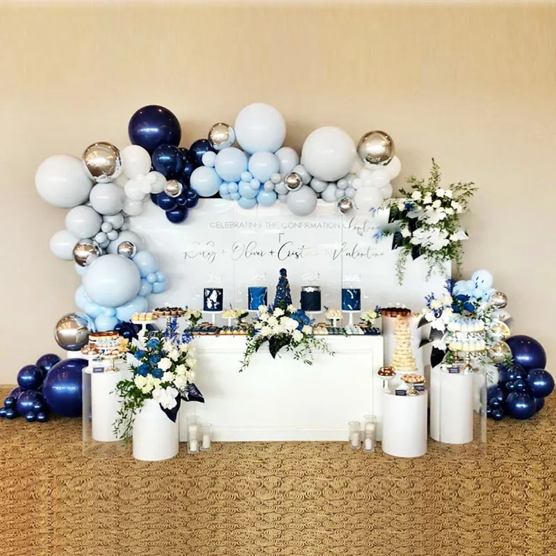 

143pcs baby 1st birthday party decorations balloon Garland Arch Kit blue Macaron gray anniversaire globos for baby shower boy