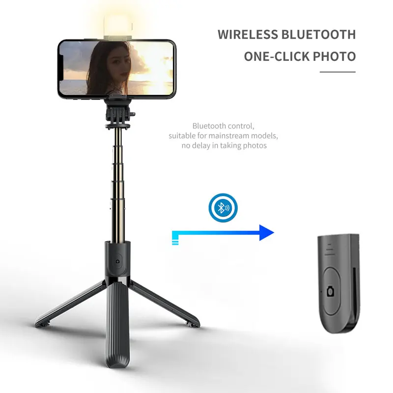 3 в 1 Bluetooth селфи палка монопод мини штатив со светодиодной подсветкой и