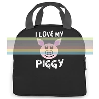 i love my piggy cute pet pig fat pork s design cotone printed women men portable insulated lunch bag adult