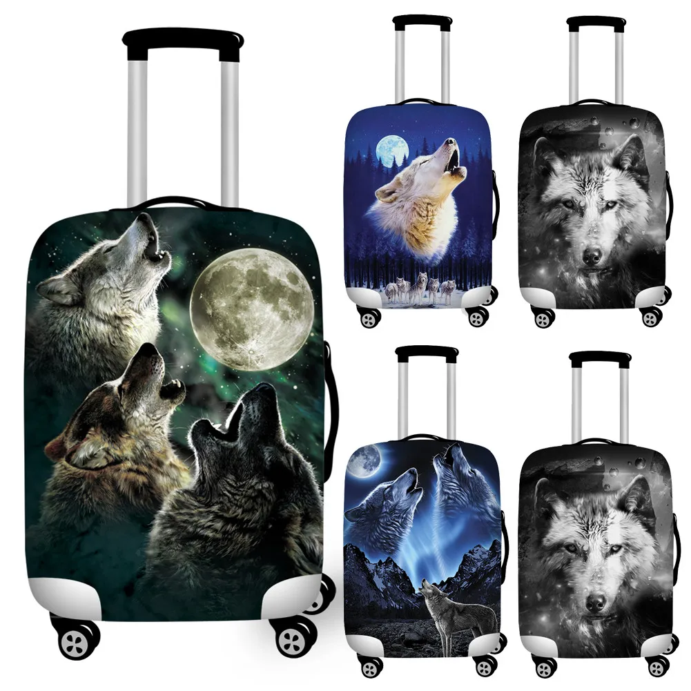 

Cool 3d Animal Wolf Print Suitcase Cover for Travel Elastic 18''-32'' Luggage Set Covers Waterproof Luggage Cover Baggage Covers