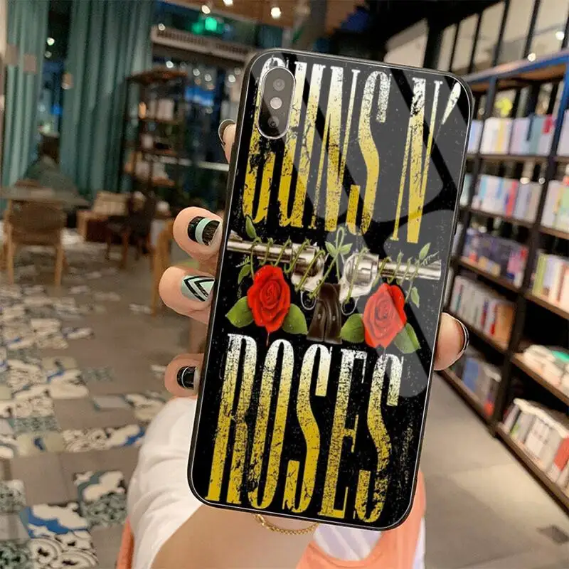 HUAGETOP Guns N Roses Soft Phone Case Cover Tempered Glass For iPhone 11 Pro XR XS MAX 8 X 7 6S 6 Plus SE 2020 case | Мобильные