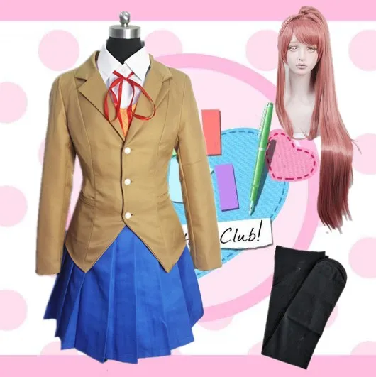 Doki Monika для костюмированной вечеринки, школьная форма, игровой костюм для девочек, Sayori Yuri Natsuki - Цвет: package C