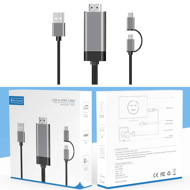 2 в 1 Тип C/Micro USB Android телефон к ТВ HDMI адаптер 1080P той же Экран кабель|Компьютерные