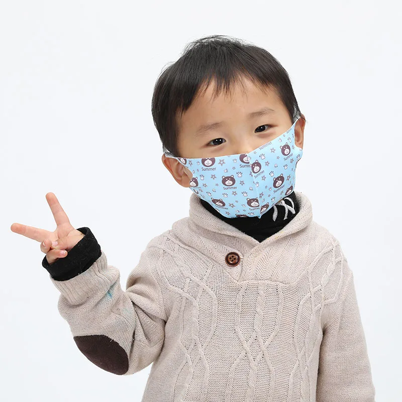 

10pcs Summer Print Kids Face Mouth Mask Reusable Breathable Silk Children Kid Cartoon Cute Anti-Dust Mouth Face Mask