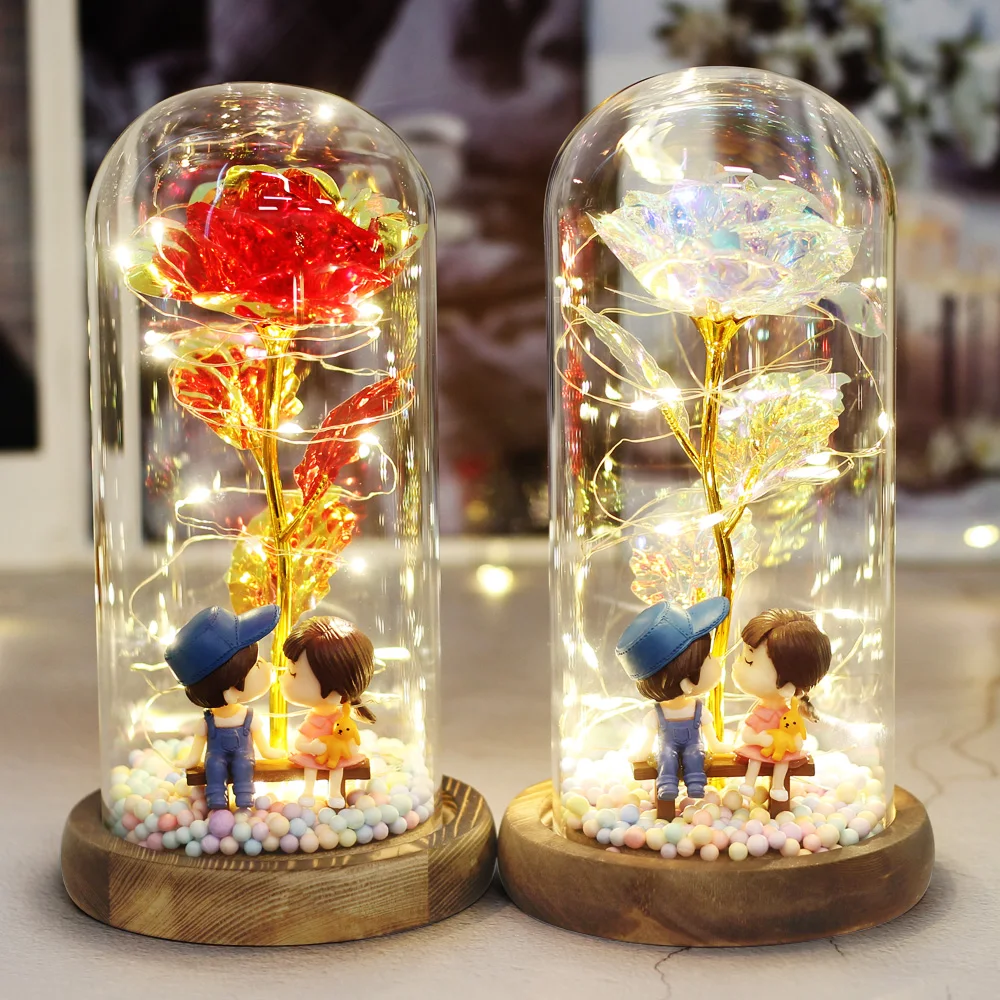 Подарок на день Святого Валентина искусственная 24-каратная Золотая фольга Роза в