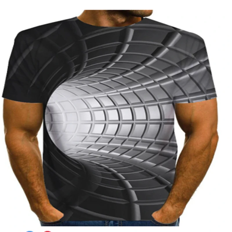 

Summer t-shirt 2021 new tops psychedelic tunnel pattern 3D tunnel pattern casual psychedelic short-sleeved t-shirt