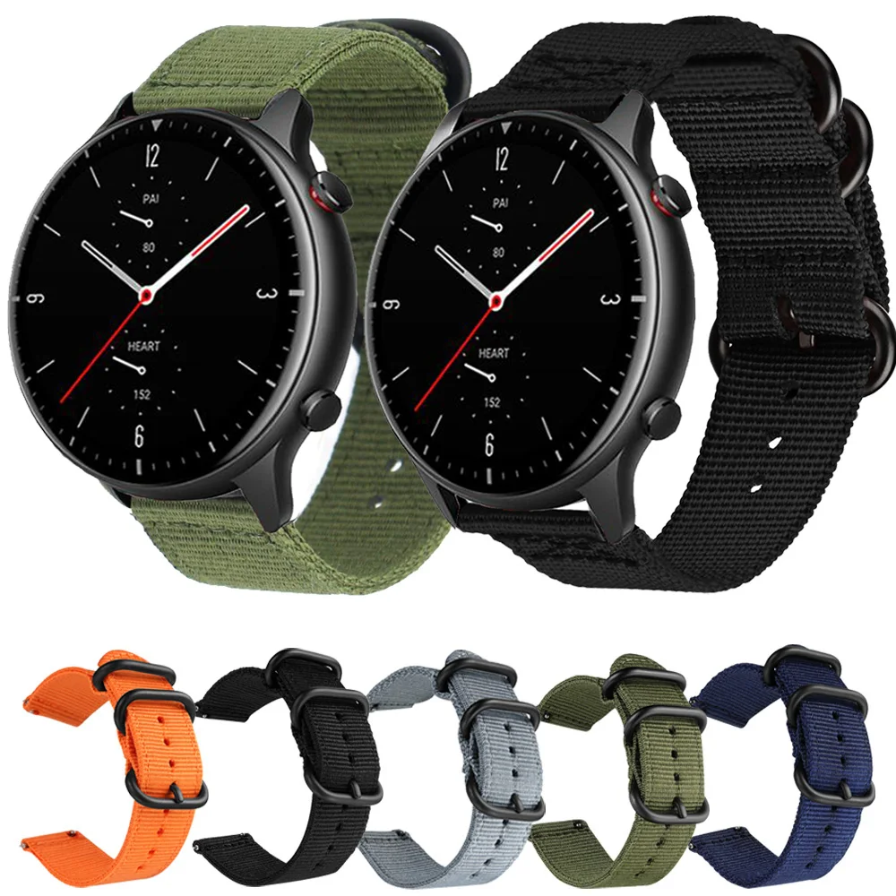

For Huami Amazfit GTR 2 2E Strap 20mm 22mm Nylon Sport Watchband For Amazfit GTR 42mm 47mm GTS 2 Mini Bracelet Canvas Wristband
